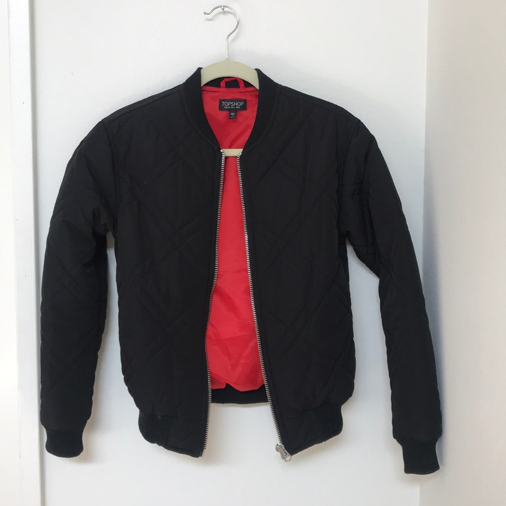 Topshop new quilted black bomber jacket